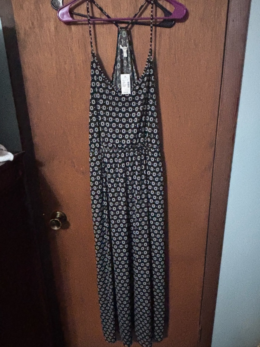 Black Printed Maxi Dress with Spaghetti Straps